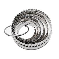 6Pcs Stainless Steel Ruffled Edge Round Biscuit Mold Hand Press Type Rust-proof Wavy Hem Biscuit Cutter DIY Corrosion-resistant