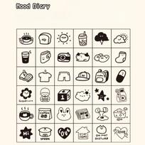 36pcs Set Cartoon Rubber Stamp Daily Life Themed Mini Wooden Stamps  Scrapbooking Decor B