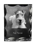 Fox Terrier Wire - crystal with a picture of a dog, glass statuette with a picture, unique frame with a picture from Art-Dog brand