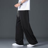 Men's Beige Perforated Wide Leg Drawstring Pants - Oversized Breathable Streetwear Baggy Trousers M