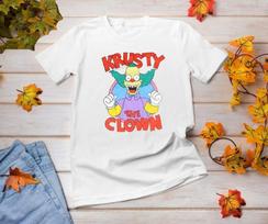 Krusty Klounas Simpsonai Balti Vyriški S-234XL Trumpomis Rankovėmis Marškinėliai E4 M white