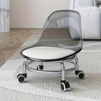 Modern Acrylic Stool with Universal Wheels - Multi-Functional Low Chair with 360° Free Rotation - Non-Food Contact, Manual