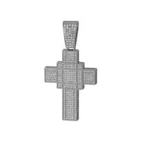 European and American INS Diamond-encrusted Cross Pendant, Fully Diamond-encrusted Hip-hop Alloy Rhinestone Necklace for The Collarbone 4.5cm