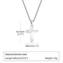 Fashion Male Cross Pendant Jesus Cross Necklace,Crack Cross Pendant Necklace for Men Women,Stainless Steel Metal Punk Jewelry 60CM