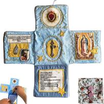 Cross Included Inside Handcrafted Pocket Devotional Sewing Accessories with Cross Saint Images Prayers Sewing Pocket Devotional