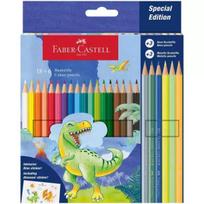 Faber-Castell: Spalvoti pieštukai su dinozaurais, rinkinys 18+6 vnt.