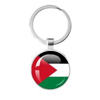 Personalized Art Patterns Palestine Nation Flag Emblem 25mm Glass Cabohcon Keychain Key Rings for Women Men Jewelry Gift