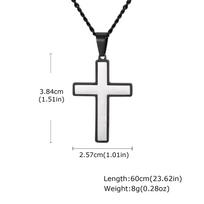 Simple Cross Necklace for Men, Stainless Steel Silver Black Color Cross Pendant Necklaces,Length 60CM 24Inch 60cm