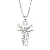 Jesus Cross Pendant Necklace for Women Men Christian Faith Stainless Steel Jewelry Gift