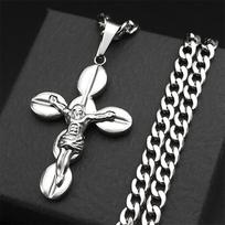 Catholic Jesus Cross Crucifix Pendant Necklace for Women Men Stainless Steel Gold Color Christ Amulet Chain Jewelry Party Gift