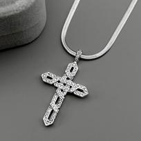 Hollow Zircons Cross Copper Pendant Necklace for Women Men Stainless Steel Chain Gold Color Christian Amulet Necklaces Jewelry