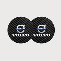 2Pcs Carbon Fiber Coaster Car Water Cup Anti-slip Pad Mat Auto Interior For Volvo Rdesign XC60 XC90 V50 XC40 V70 S90 V60 V40 S60