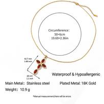 Adjustable 18K Gold Plated Titanium Steel Cross Necklace with Ruby - High-End, Colorfast European & American Style for Women