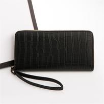 Fashion Women Wallet Zipper Closure Multi Compartment Purse Coin Pouch Organizer Card Holder with Wrist Strap for Daily Use 19.5X3X11