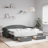 Vidaxl Sofa Rozsuwana Z Szufladami, Ciemnoszara, 90X190 Cm, Tkanina
