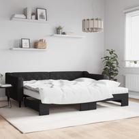 Vidaxl Sofa Rozsuwana Z Materacami, Czarna, 90X200 Cm, Tkanina