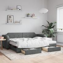 Vidaxl Sofa Rozsuwana Z Szufladami, Ciemnoszara, 90X190 Cm, Tkanina