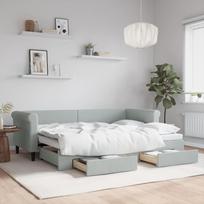 Vidaxl Sofa Rozsuwana Z Szufladami, Jasnoszara, 80X200 Cm, Aksamit