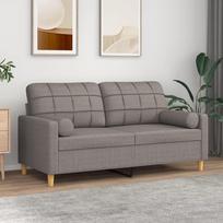Vidaxl 2-Osobowa Sofa Z Poduszkami, Taupe, 140 Cm, Tkanina