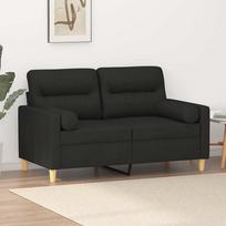 Vidaxl 2-Osobowa Sofa Z Poduszkami, Czarna, 120 Cm, Tkanina