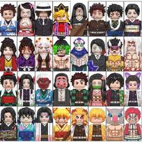 Anime Cartoon Blind Box Education Collection Building Blocks Tanjirou Agatsuma Action Figures Puzzle Model Toy Ornament Bricks