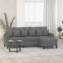 Vidaxl 3-Osobowa Sofa Z Podnóżkiem, Ciemnoszary, 180 Cm, Tkaniną
