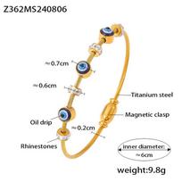 Cross Demon Eye Drip Oil Luxury Bracelet: Diamond-Inlaid, 18k Gold-Plated Titanium Steel with Magnetic Closure