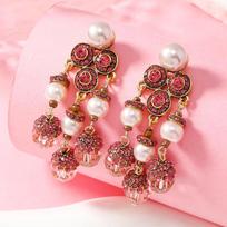 Trendy Cross-Border Pearl and Diamond Pendant Earrings