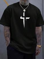 Unisex's Round Neck Short Sleeve Minimalist Cross Print T-Shirt, Casual Daily Wear XXL