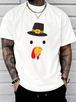 Turkey Face Pilgrim Hat Funny Boy Youth Thanksgiving Unisex T-Shirt L