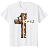 Easter Cross He Is Risen Jesus Christian Unisex T-shirt S