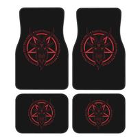 Baphomet Goat Head Print Car Floor Mats Set 4 Pcs Front and Rear Foot Mats Carpet Universal Car Accessories for SUV Van Sedan