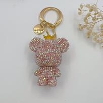 Rhinestone Bear Keychain: Crown Big Head Bear Pendant for Women's Handbags - Gift Ornament