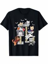 Funny Cat Horror Movies Cute Halloween Cat Lovers Matching T-Shirt S