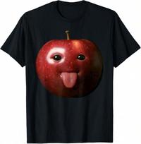 Funny Silly AI Apple Gen Z Meme BrainRot Humor Tongue Out Unisex T-Shirt L
