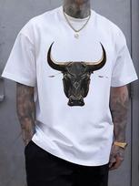 Fierce Bull Head Graphic Symbolizing Strength Resilience And Determination Stylish Unisex's Casual T-shirt For Streetwear Fashion XXXL