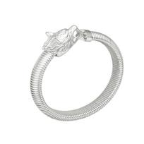 Stainless Steel Elastic Bangle with Leopard Head Design, Trendy 18K Hand Jewelry