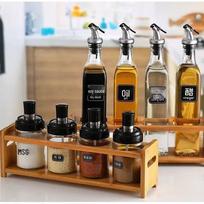 SPSR Bamboo Wood Spice & Oil Bottle Rack