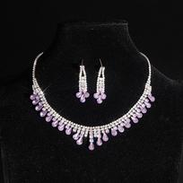 Water Drop Rhinestone Jewelry Set Inlaid Crystal Necklace Set Tassel Necklace Earrings Set  Banquet