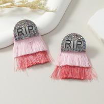Cross and Tassel Earrings: European & American Style with 'RIP' English Letters