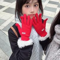 Fluffy Edge Touchscreen Knit Gloves - Warm Winter Korean Style for Students