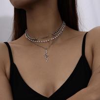 2pcs Gothic Religious Cross Pendant Necklace Pearl Beaded Choker Necklaces for Women Girls Punk Jewelry Gifts