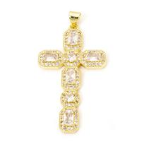1pc Fashion Cross Brass Pendant 18K Gold Plated Religious Colorful Rhinestone Earrings Charms Jewelry Necklace DIY Findings