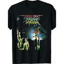Unisex T-shirt Juoda Uriah Heep Demons And Wizards Albumo Art Print Muzikos Gerbėjo Dovana 100% Medvilnė Madingi Laisvalaikio Drabužiai S juoda