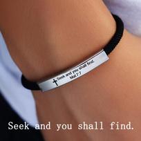 New Trendy Cross Bible Laser Engraving Letters Bracelet Personality Punk Stainless Steel Bracelet For Men Women Jewelry Gift