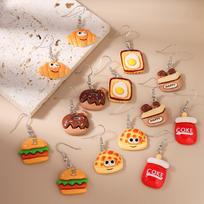 Cute Resin 3D Croissant Donut Bread Hamburg Drop Earrings for Women Girls Simulation Food Earrings Kid's Jewelry Gift