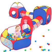 Kids Tent 5-Piece Set with Ball Pit, Tunnel, and Basketball Net - Girl's Ball House, Toy Tent House, Indoor Tent, Stylish, for Babies and Toddlers,