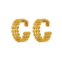 Trendy Hong Kong Style Women's 18k Gold-Plated Titanium Steel Mesh Earrings