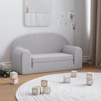 Vidaxl 2-Os. Sofa Dla Dzieci, Rozkładana, Jasnoszara, Miękki Plusz