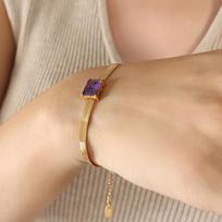 Non-Fading Multi-Color Zircon Blade Chain Necklace & Bracelet Set Necklace 39+5cm